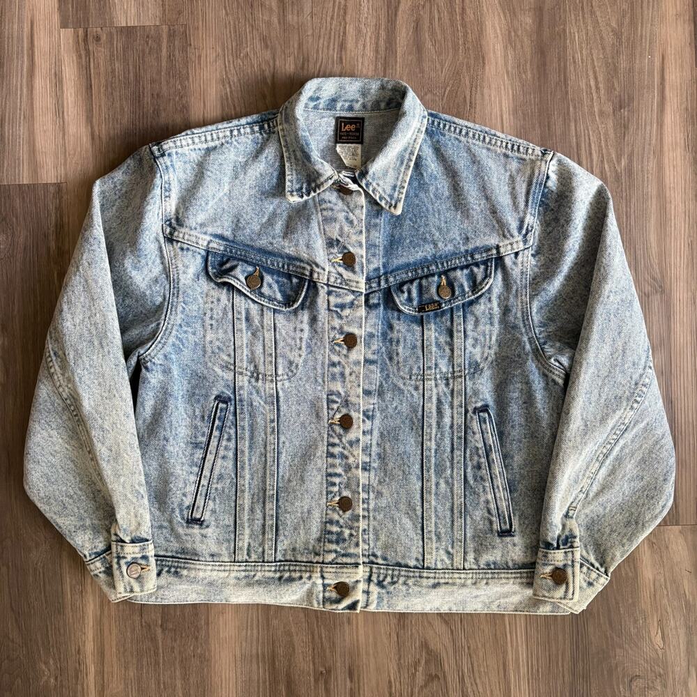 Vintage 1970s Lee Riders Denim Trucker Jacket PATD-153438 Acid Wash Men's Size S